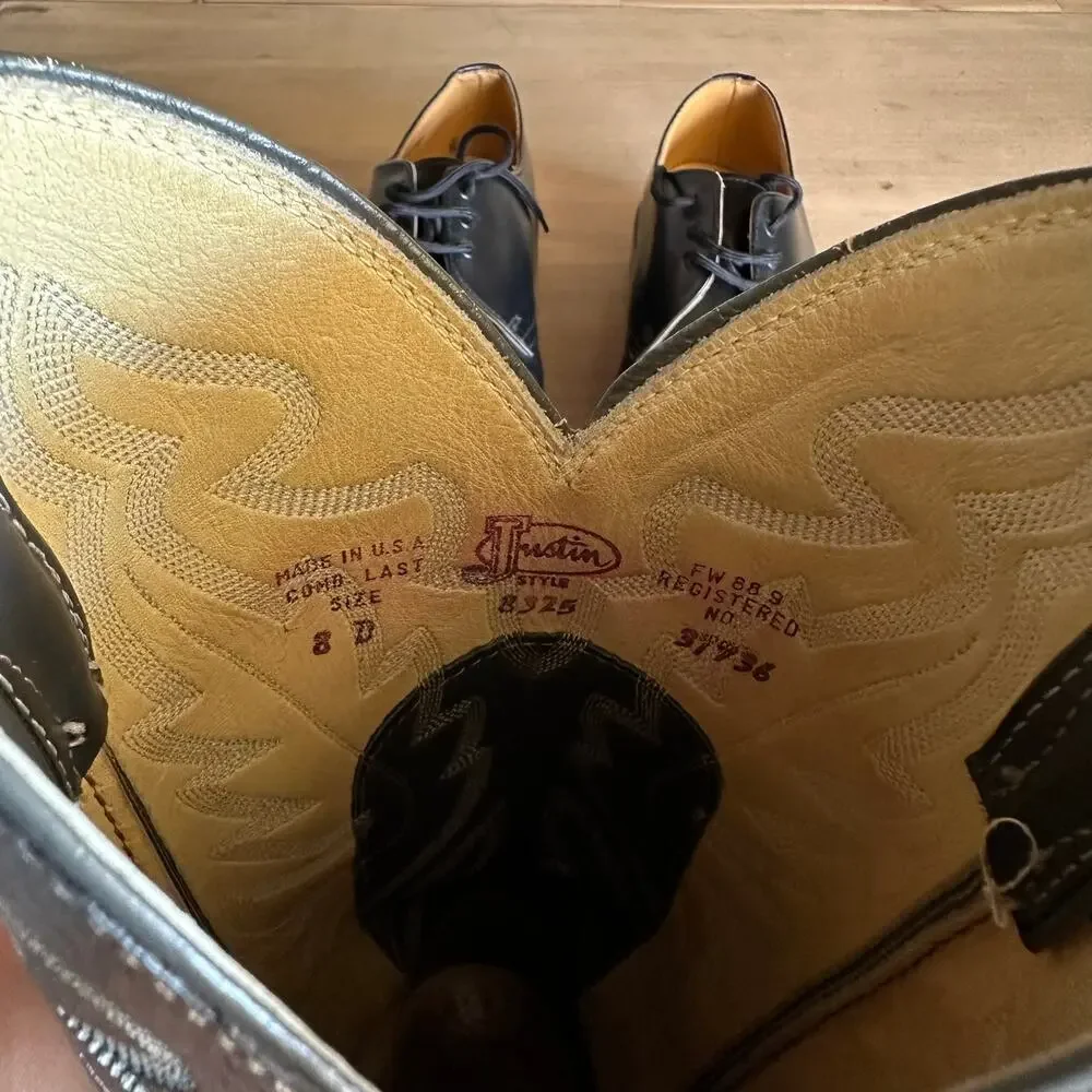Vintage Justin Grey Lizard Cowboy Boots 8 / Womens 9.5
